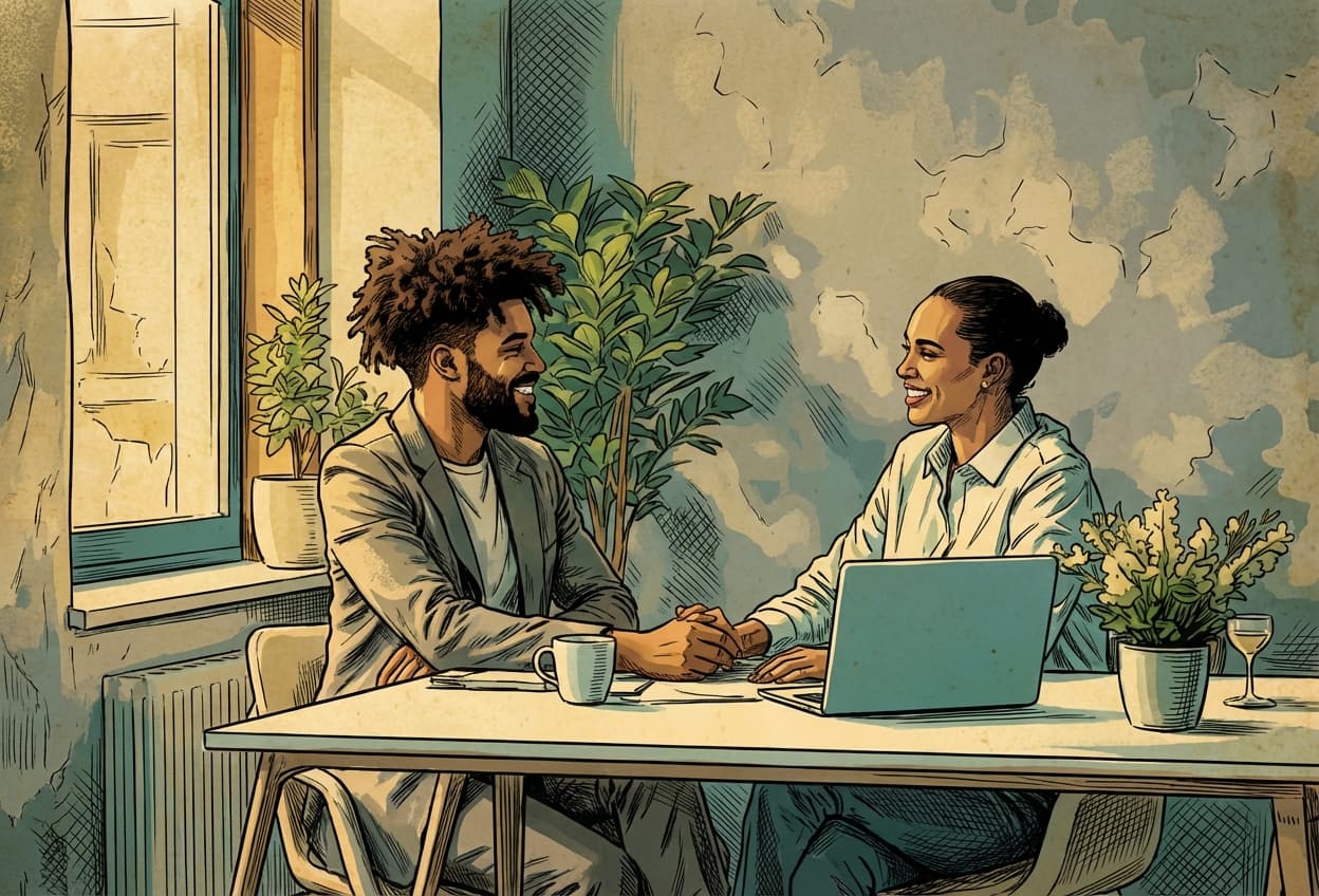 image of satisfied couple managing their finances